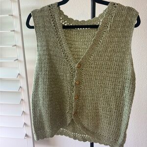 Women's Green Knit Sweater Vest